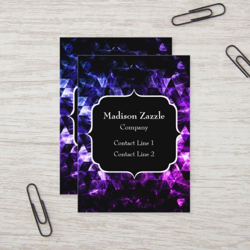 Purple Black Geometric Smoky Abstract Monogram Business Card