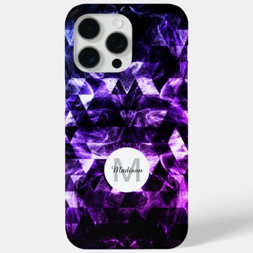 Purple Black Geometric Smoky Abstract Monogram iPhone 15 Pro Max Case