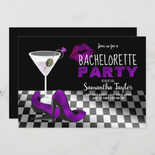 Purple & Black Girls Night Out Bachelorette Party Invitation