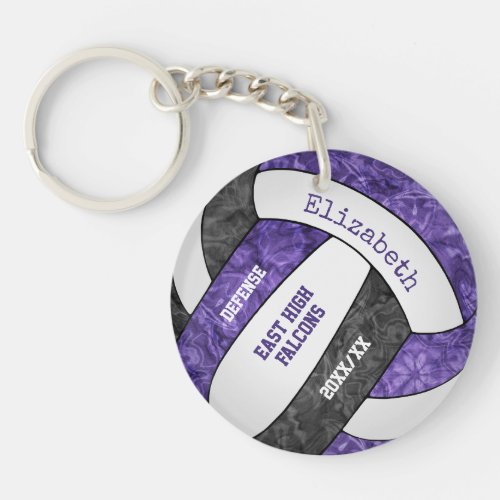 purple black girly sports custom volleyball keychain