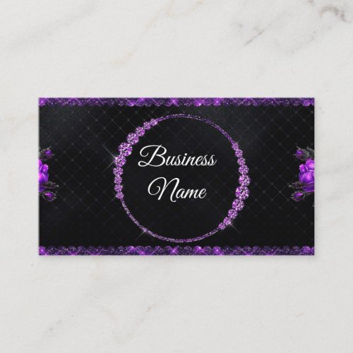 Purple  Black Glitter Rhinestone Beauty Business Card