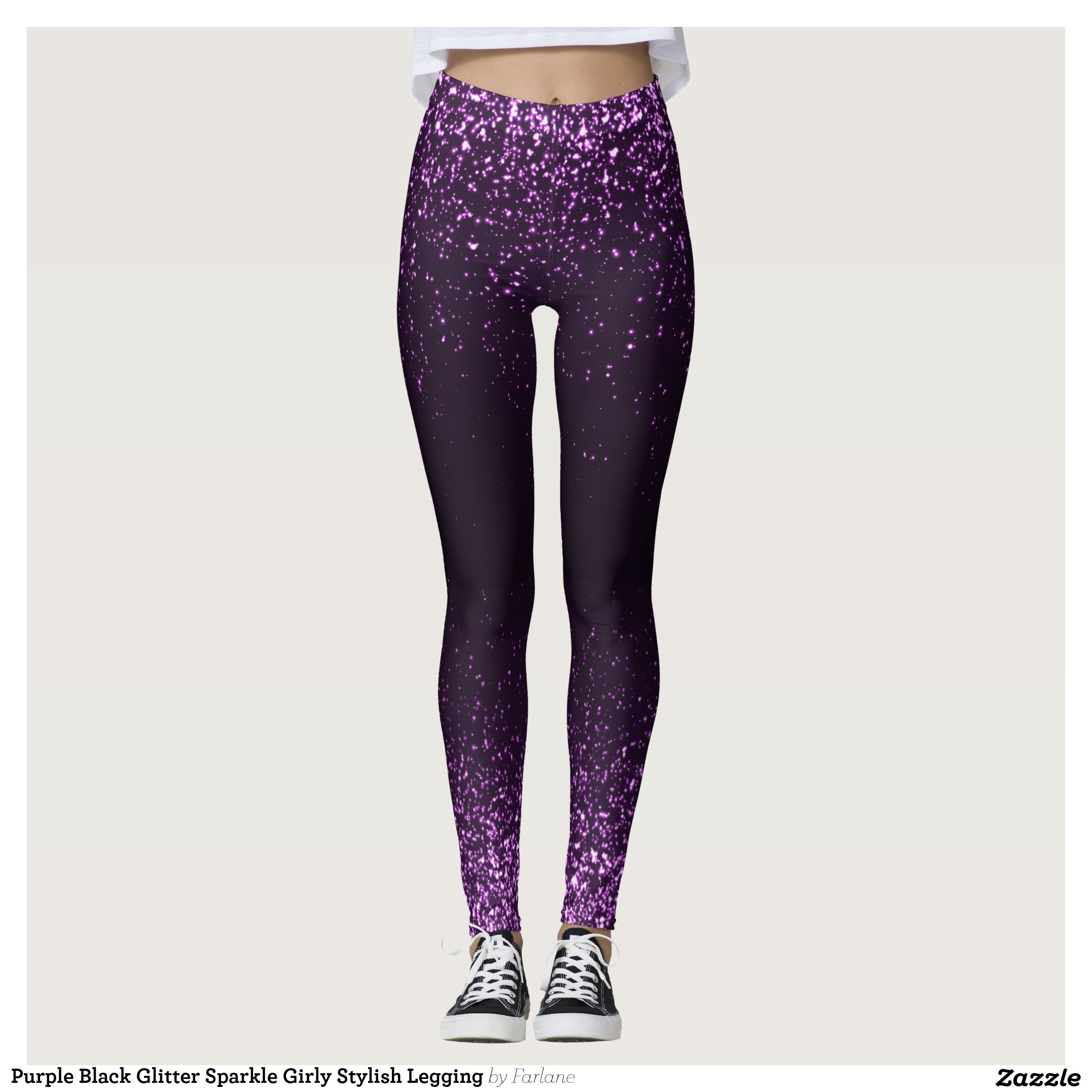 Purple Black Glitter Sparkle Girly Stylish Legging... Yoga Pants Designs