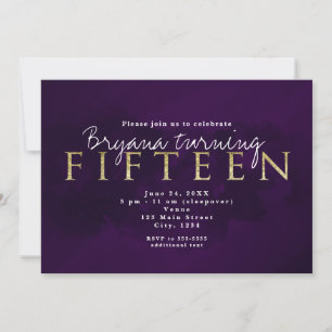 Purple Black & Gold 15TH 15 Party Invitation
