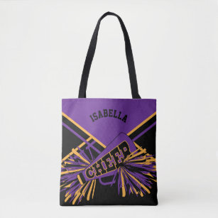 Purple, Black & Gold Cheerleader Design Tote Bag