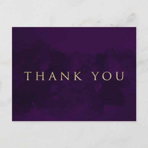 Purple Black  Gold Glam Modern THANK YOU Postcard