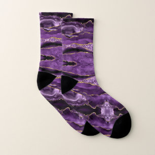 Purple Black Gold Glitter Socks