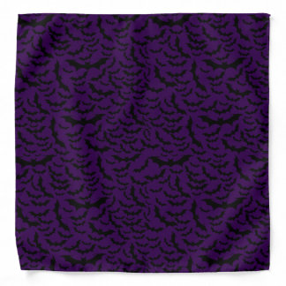 Purple Black Goth Halloween Bats Bandana