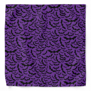 Purple Black Goth Halloween Bats Bandana