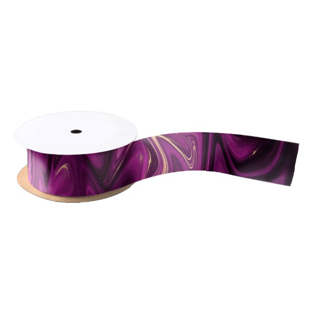 Purple black goth inspired pattern dramatic satin ribbon (Spool)