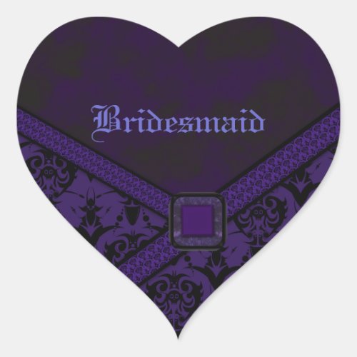 Purple  Black Goth Lace Wedding Heart Sticker