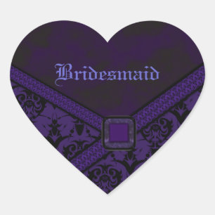 Purple & Black Goth Lace Wedding Heart Sticker