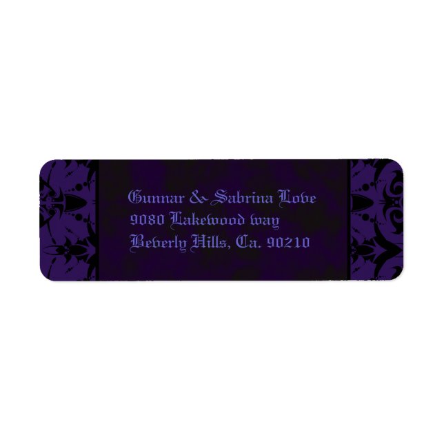 Purple & Black Goth Lace Wedding Label (Front)