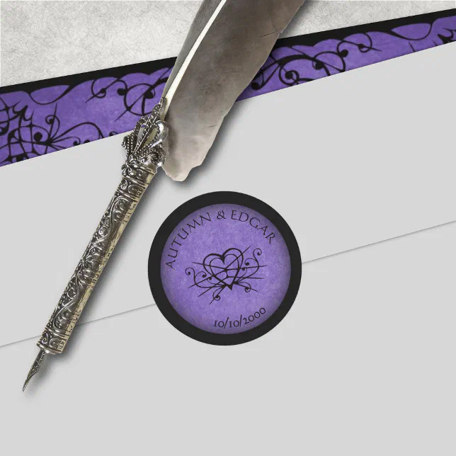 Purple Black Gothic Wedding Classic Round Sticker | Zazzle