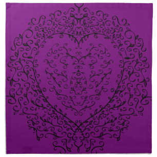 Purple & Black Gothic Wedding Heart Cloth Napkin