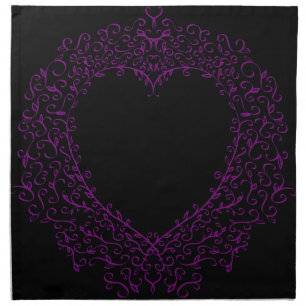 Purple & Black Gothic Wedding Heart Cloth Napkin