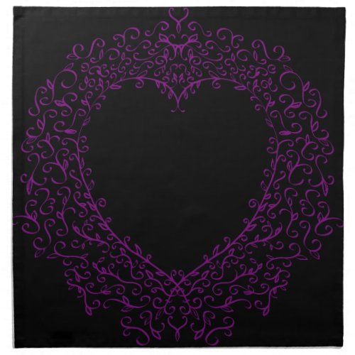 Purple  Black Gothic Wedding Heart Cloth Napkin
