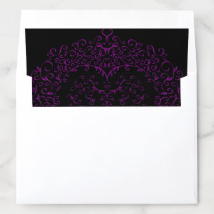 Purple & Black Gothic Wedding Heart Envelope Liner
