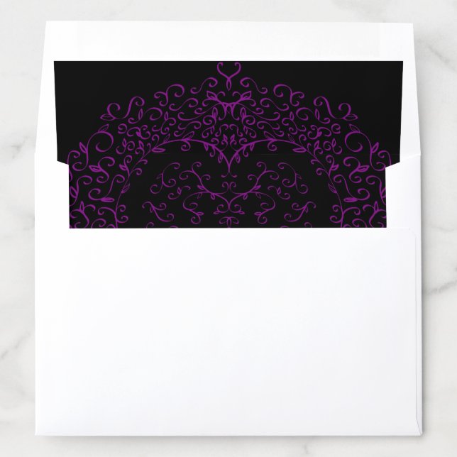Purple & Black Gothic Wedding Heart Envelope Liner (In Envelope)