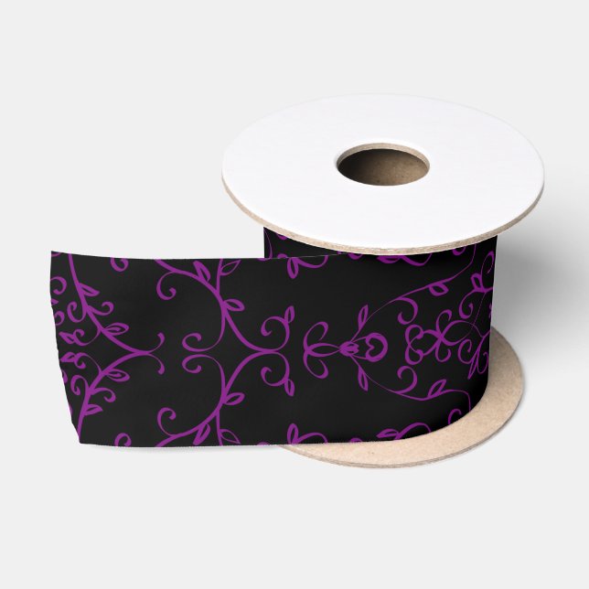 Purple & Black Gothic Wedding Heart Satin Ribbon (Spool)