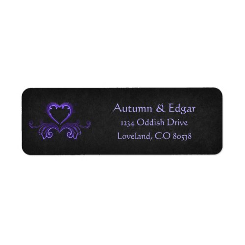 Purple Black Gothic Wedding Label