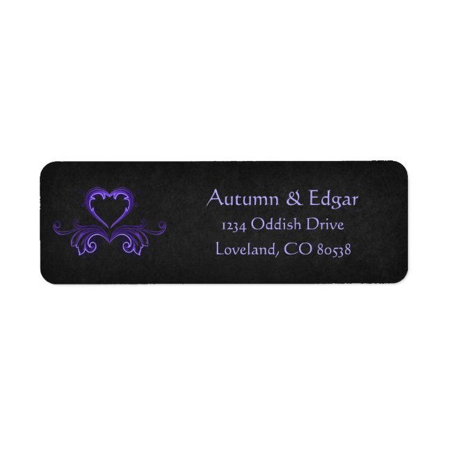 Purple Black Gothic Wedding Label (Front)