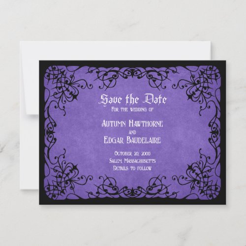 Purple Black Gothic Wedding Save The Date