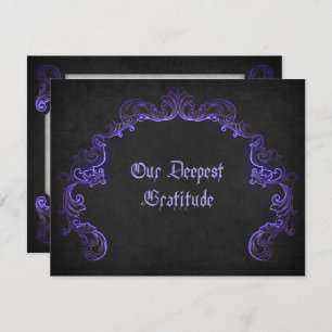 Purple Black Gothic Wedding Thank You Card