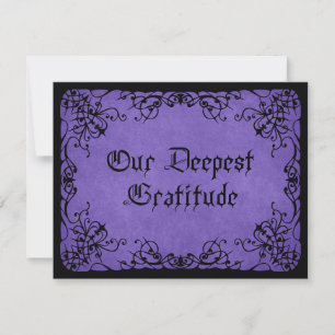 Purple Black Gothic Wedding Thank You Card