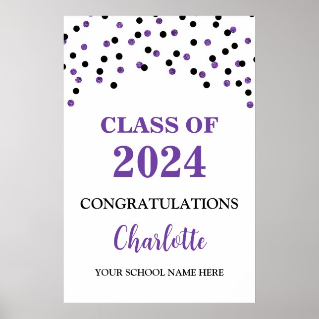 Purple Black Grad Party Custom 20x30 Poster (Front)