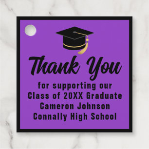 Purple Black Graduate Custom Graduation Party Favor Tags