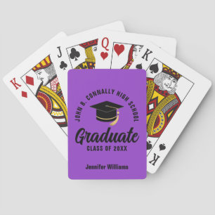Purple Black Graduate Custom Graduation Poker Cards