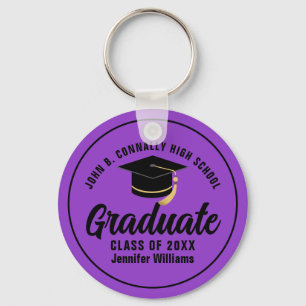 Purple Black Graduate Personalized 2025 Graduation Keychain