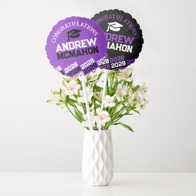 Purple & Black Graduation Centerpiece Balloon (Purple & Black Balloon Graduation centerpieces)