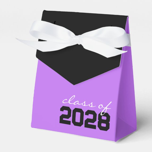 Purple & Black Graduation Favor Boxes (Front Side)
