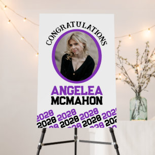 Purple Black Graduation Photo Autograph Signature  Foam Board
