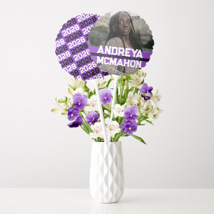 Purple & Black Graduation Photo Centerpiece Balloon