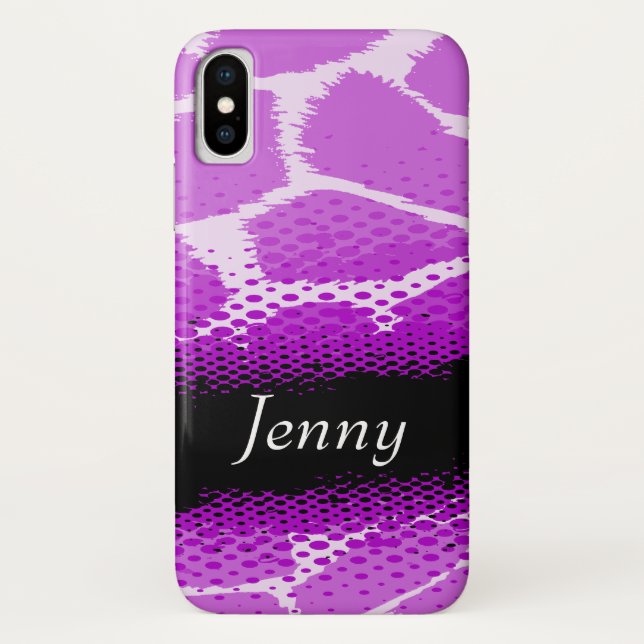 Purple & black graphic animal print iphone case (Back)