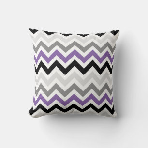 Purple Black Gray Chevron Zigzag Pattern Throw Pillow