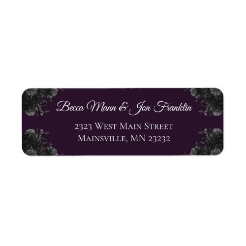 Purple Black Grey Rose Gothic Return Address Label