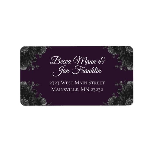 Purple Black Grey Rose Gothic Return Address Label