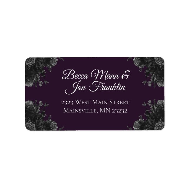 Purple Black Grey Rose Gothic Return Address Label (Front)