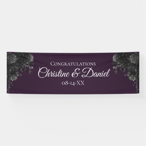 Purple Black Grey Roses Gothic Wedding Banner