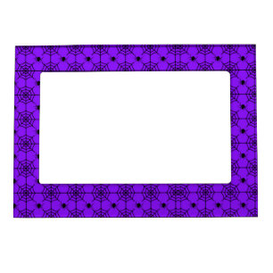 PURPLE & BLACK HALLOWEEN SPIDER & COBWEBS MAGNETIC FRAME