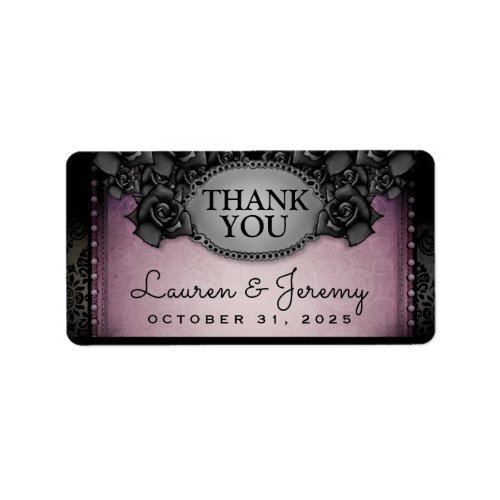 Purple  Black Halloween Wedding Thank You Labels