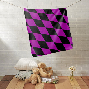 Purple Black Harlequin Diamonds Checkers Design Baby Blanket
