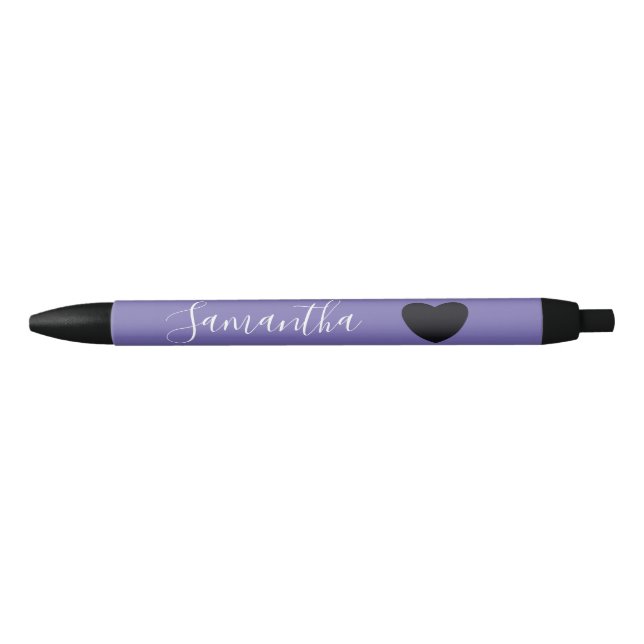 Purple Black Heart Personalized Name Pen (Front)