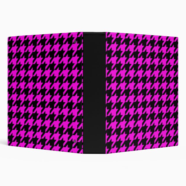 Purple Black Houndstooth Check 3 Ring Binder (Background)