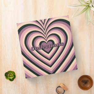 Purple Black Hypnotic Heart Love Pattern 3 Ring Binder
