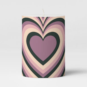 Purple Black Hypnotic Heart Love Pattern Pillar Candle