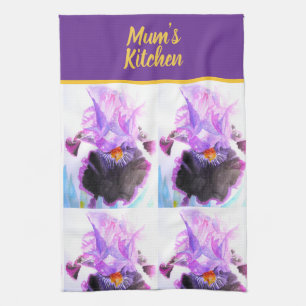 Purple Black Iris Irises Flowers Floral Flower Kitchen Towel